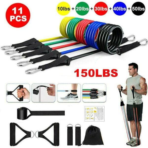 11-Piece Set of Premium Power Resistance Exercise Bands